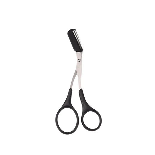Stainless Steel Eyebrow Scissors with Built-in Comb – Precision Grooming Tool