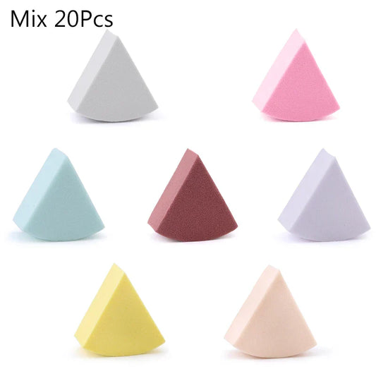 20/50 Pcs Triangle Makeup Blenders – 7 Colors for Liquid Foundation & Powder Application