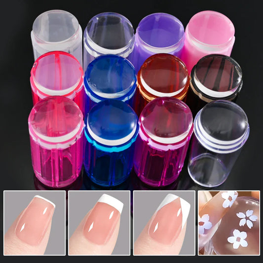 1 Set Jelly Silicone Nail Stamper Kit – Clear Fingertip Stamper with Scraper & Templates for French Manicure