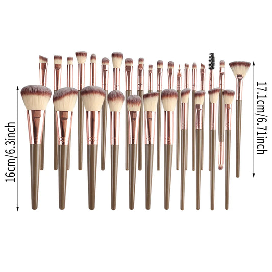 67pcs Professional Makeup Kit – 30 Brown Brushes + Sponges for Foundation, Contour, Eyeshadow & Blending