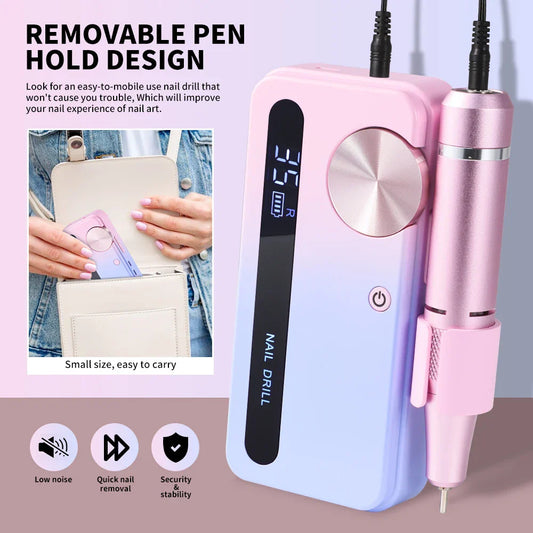35,000RPM Electric Nail Drill Machine – Professional Rechargeable Nail File for Gel Nails