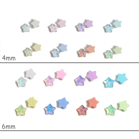 100pcs Mini Mocha Star Glass Rhinestones – 4mm Flat Back Crystal Nail Art Decorations