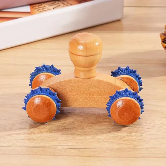 Wooden Manual Massage Roller – Deep Tissue Massager for Face, Neck, Back & Legs