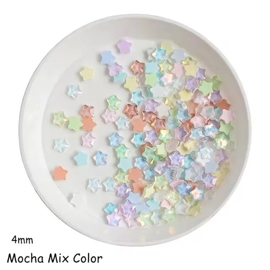 100pcs Mini Mocha Star Glass Rhinestones – 4mm Flat Back Crystal Nail Art Decorations