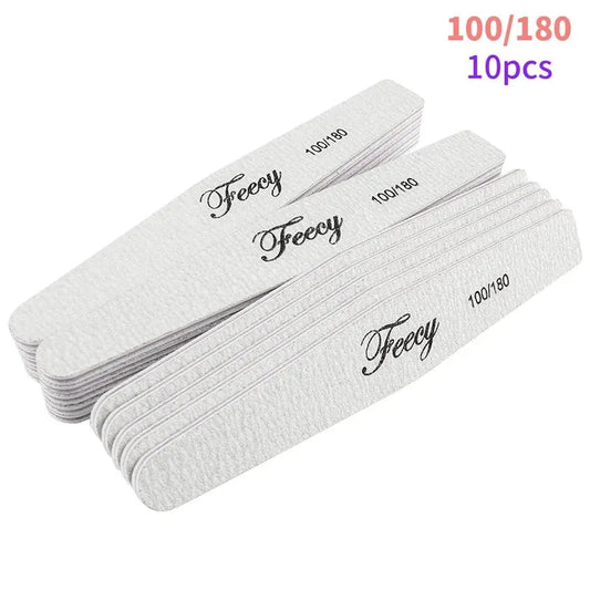 10PCS/Lot Double-Sided Nail File Buffer Set – 80/100/150/180/240 Grit for Manicure & Nail Art