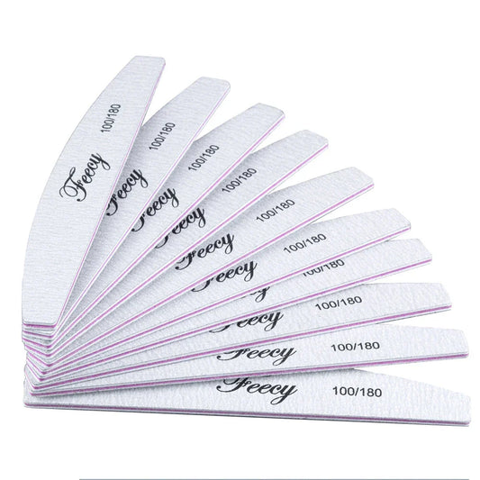 10PCS/Lot Double-Sided Nail File Buffer Set – 80/100/150/180/240 Grit for Manicure & Nail Art