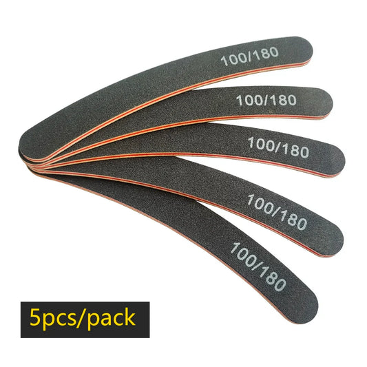 100/180 Grit Half Moon Nail File Buffer – Double-Sided Sanding Tool for Gel Polish & Manicure