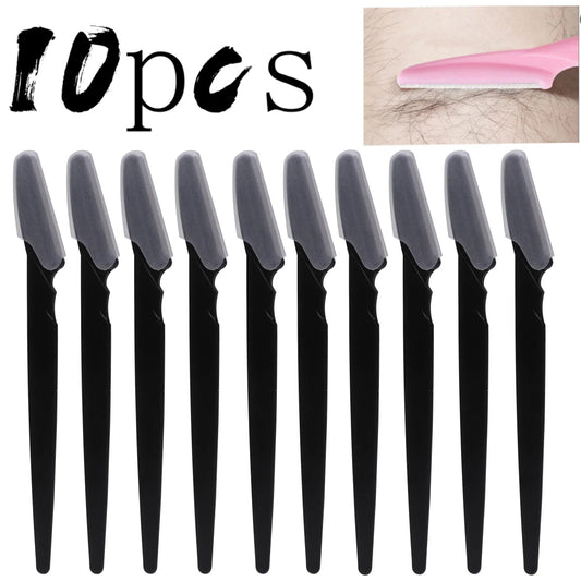 10/30pcs Eyebrow Razors with Storage Bottle – Safe Facial Hair Trimming Tools in Case