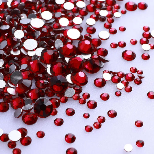 1440pcs Mixed Size AB Glass Flatback Rhinestones – Round Crystal Stones with Black Glue Backing