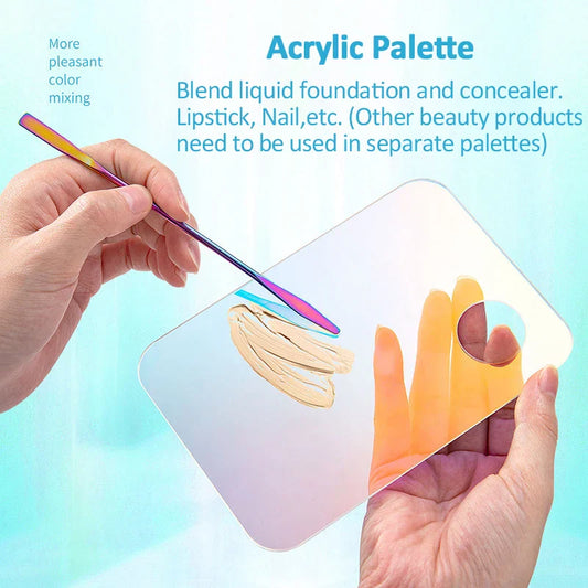 Acrylic Makeup Mixing Palette with Rod & Spatula – Multi-Use Tool Kit for Cosmetics & Nail Art